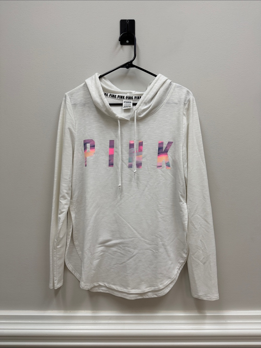 Victoria's Secret PINK Lightweight White Hoodie Sz Small!